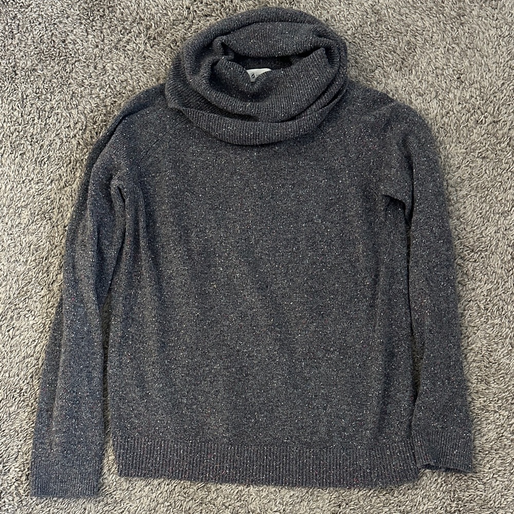 Cozy Gray with Multi Color Turtleneck Sweater